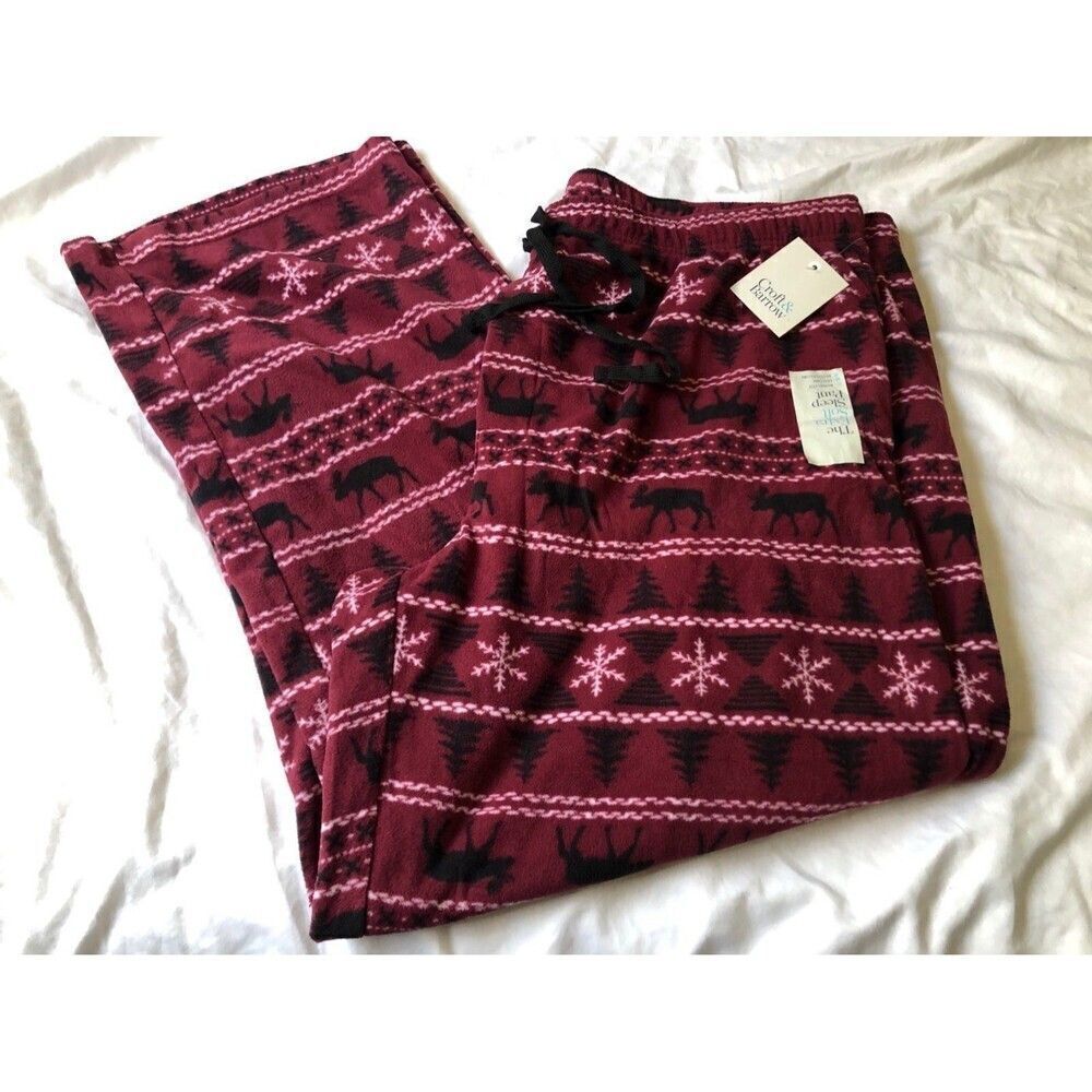 Men's Microfleece Sleep Pajama Pants size XXL Moose Snowflake